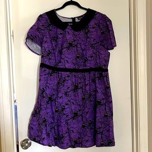 Spooky Owl Halloween Plus Size Retrolicious Owl print Purple collared Dress